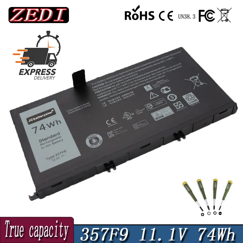 ZEDI Original 74Wh 357F9 Battery For DELL Inspiron 15 Gaming 5576 5577 7566 7567 7000 7557 7559 P65F P57F P65F001 P57F001 Laptop