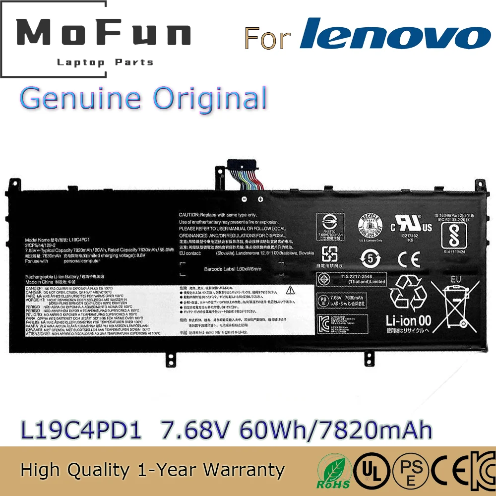 

Brand New Original L19D4PD1 7.68V 60Wh Laptop Battery for Lenovo Yoga 6 13ARE05(82FN000TGE) C640-13IML L19C4PD1 5B10U65275