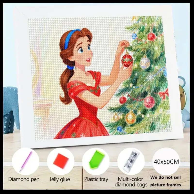 

1PC 5D Full Drill DIY Christmas Diamond Painting Kit, Elegant Princess Girl Decorating a Festive Christmas Tree Crystal Rhinesto