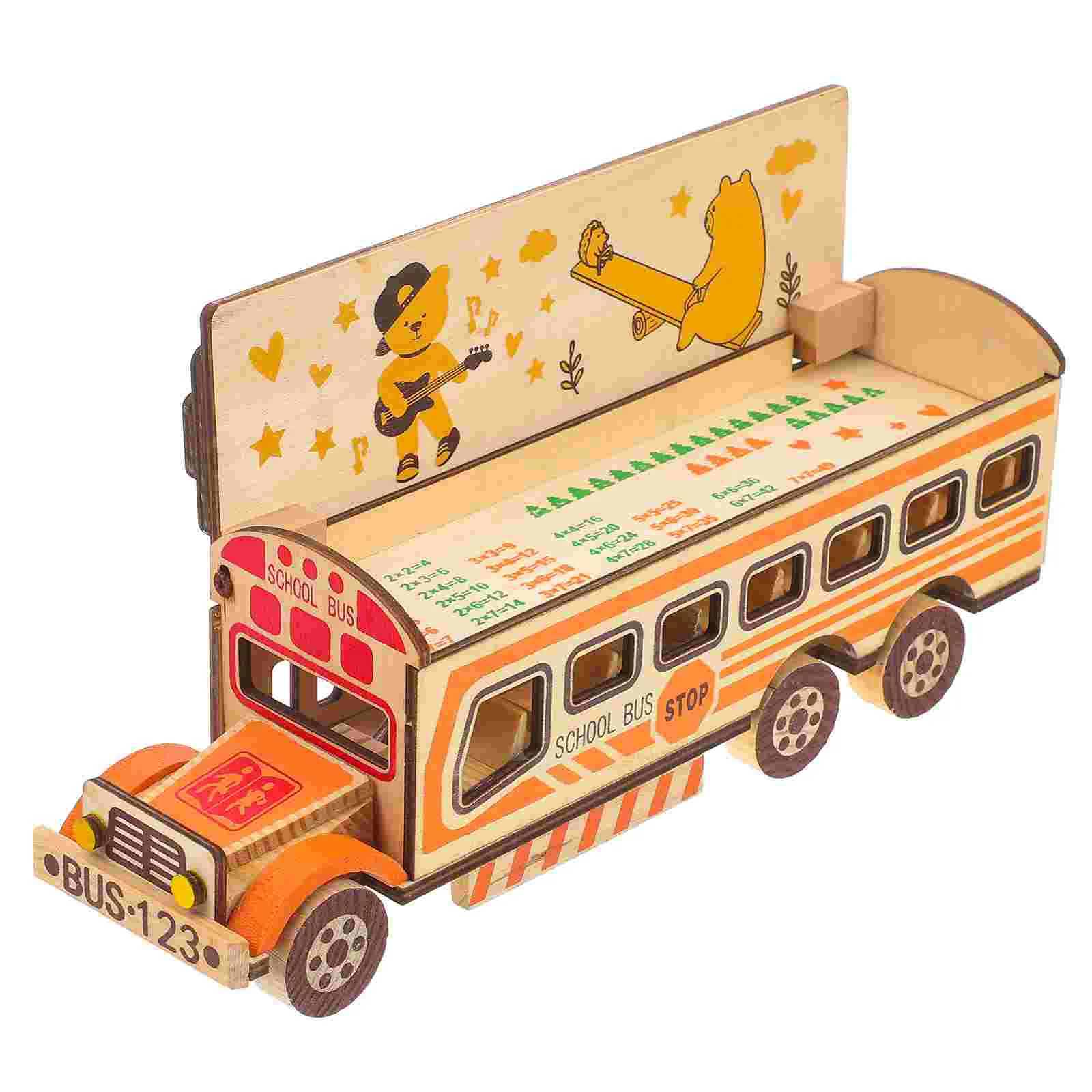 Kids School Bus Model Display School Bus Model Simulation Bus Toy Wood School Bus Model school bus toys for toddlers