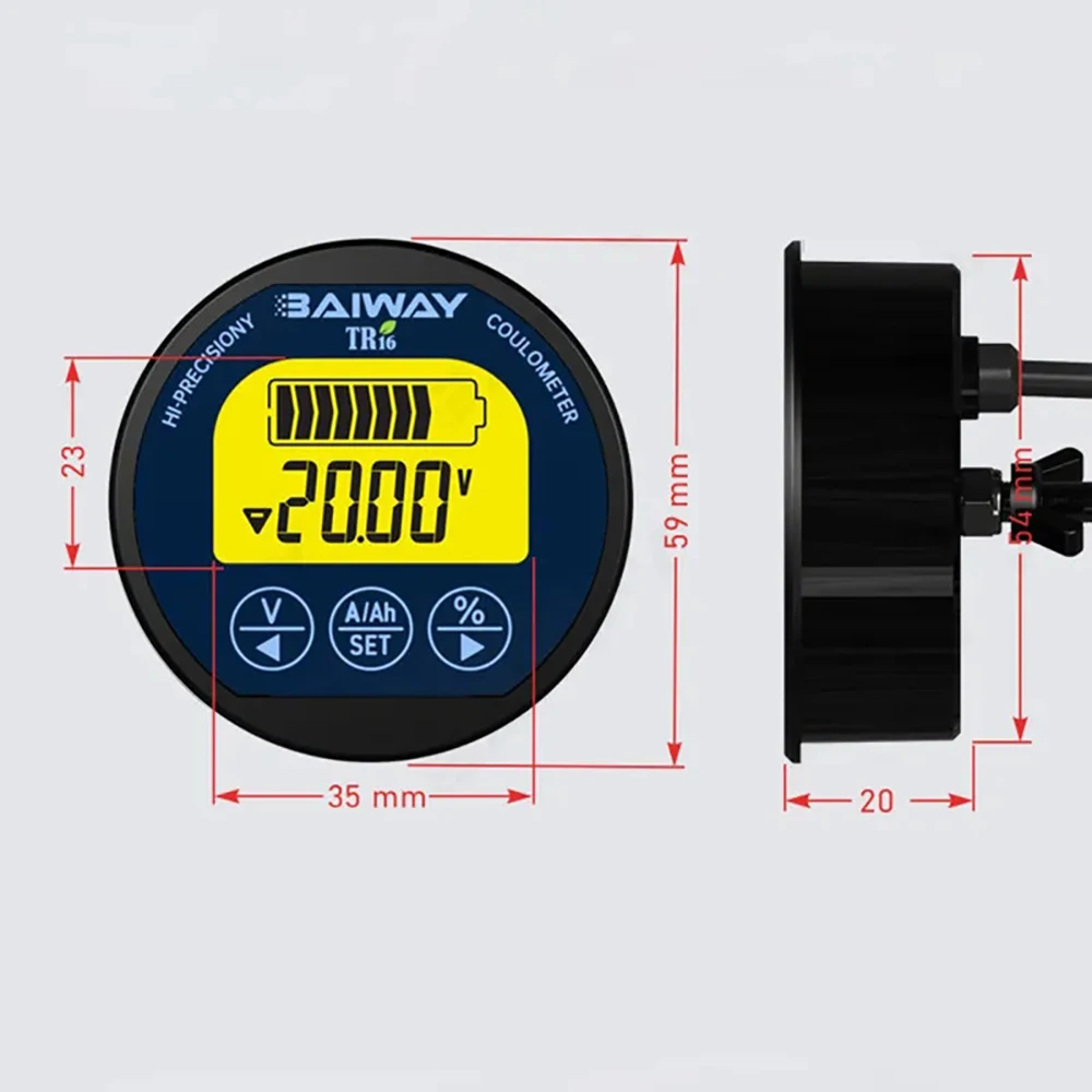 TR16H High-precision Waterproof Coulometer 8-120V 50A/100A/350A Li-ion Lithium iron phosphate Lead Acid Battery Capacity Tester