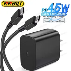 NNBILI PD 45W Quick Charger For Samsung Galaxy S22 S23 S24 Ultra S21 S20 FE S10 Note 20 Plus A71 A80 Type C Fast Charging Cable