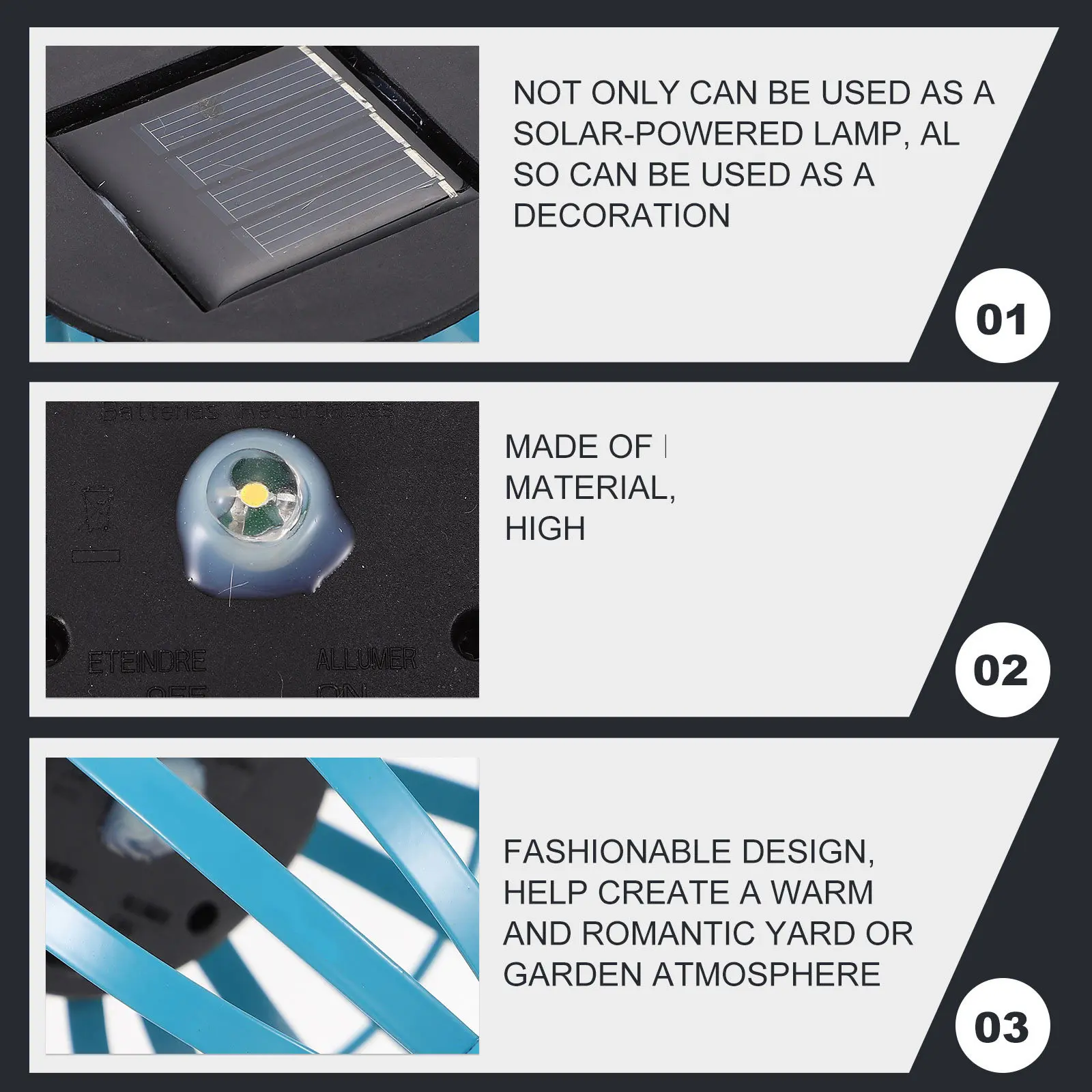 1Pcs Iron Solar Lantern Light Decorative Garden Light Waterproof Energy Saving Portable Hanging Handle for Courtyard Patio