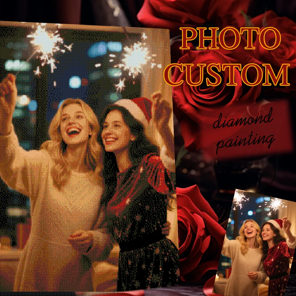 

RUOPOTY Christmas 5D Custom Diamond Art Painting Gift Personalized Diamond Art Photo Custom for Adults Home Decors Craft Art