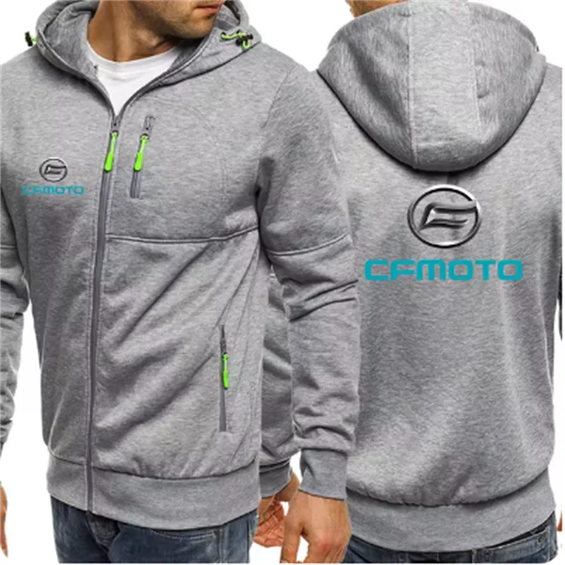 Cfmoto logo printed autumn new men's zipper hooded long sleeved casual comfortable hooded jacket top autumn