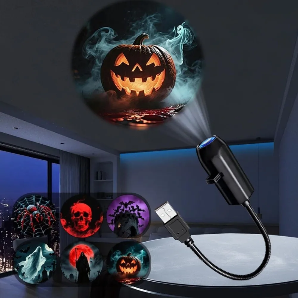 LED Light Source Halloween Projection Lamp Indoor Use Image Projection LED Night Light Holiday Theme Desktop Place