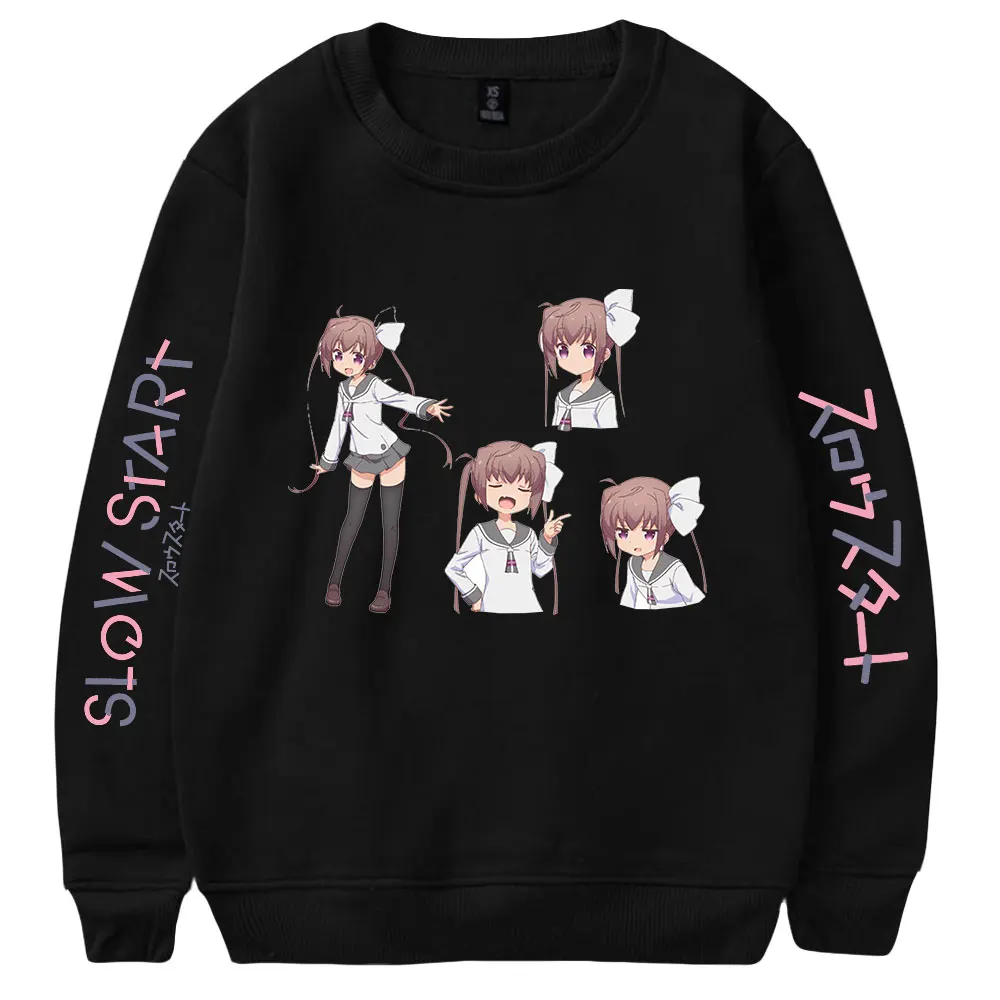 Anime Slow Start Crewneck Sweatshirt Casual Long Sleeve Hip Hop Pullover Fashion Tops Harajuku Unisex Trucksuit Clothes