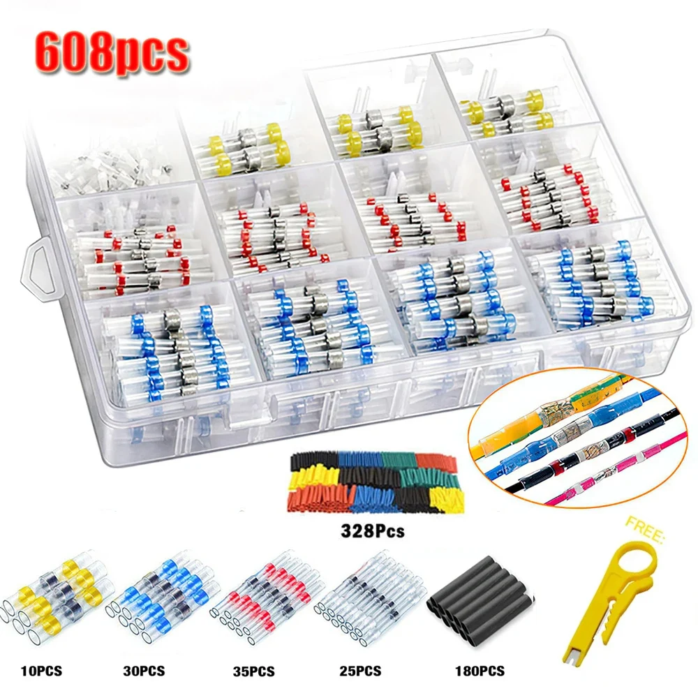 50/100/300/800/1000 Stuks Praktische Elektrische Waterdichte Afdichting Krimpkous Butt Terminals Soldeer mouw Draad Connectors