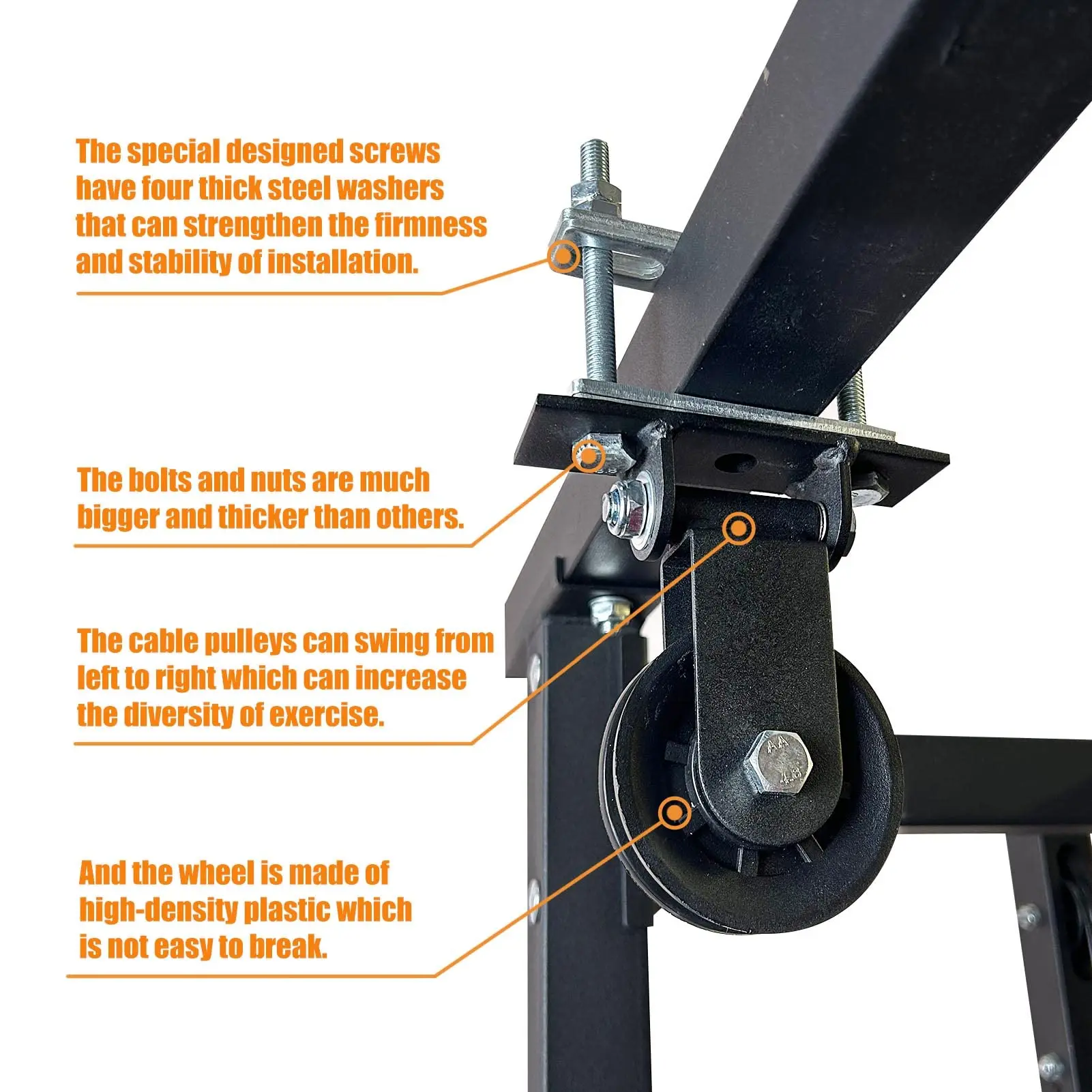 Fitness Pulley Cable Machine For Square Metal Tube For 50mm/60mm Home Pull Down Loading Lifting Machine Pulley Attachment