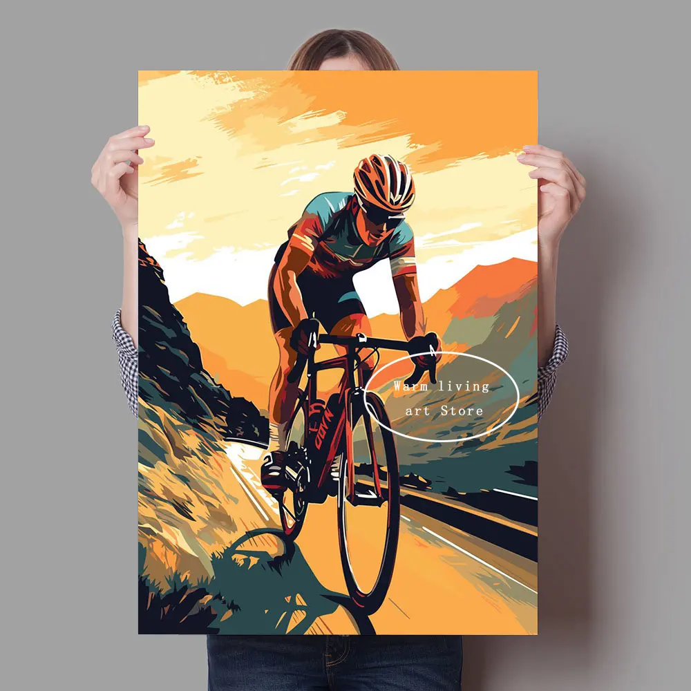Sport Mountain Bike Riding Canvas Painting MTB Wall Art Picture Motivational Sport Travel Landscape Bicycle Poster Home Decor