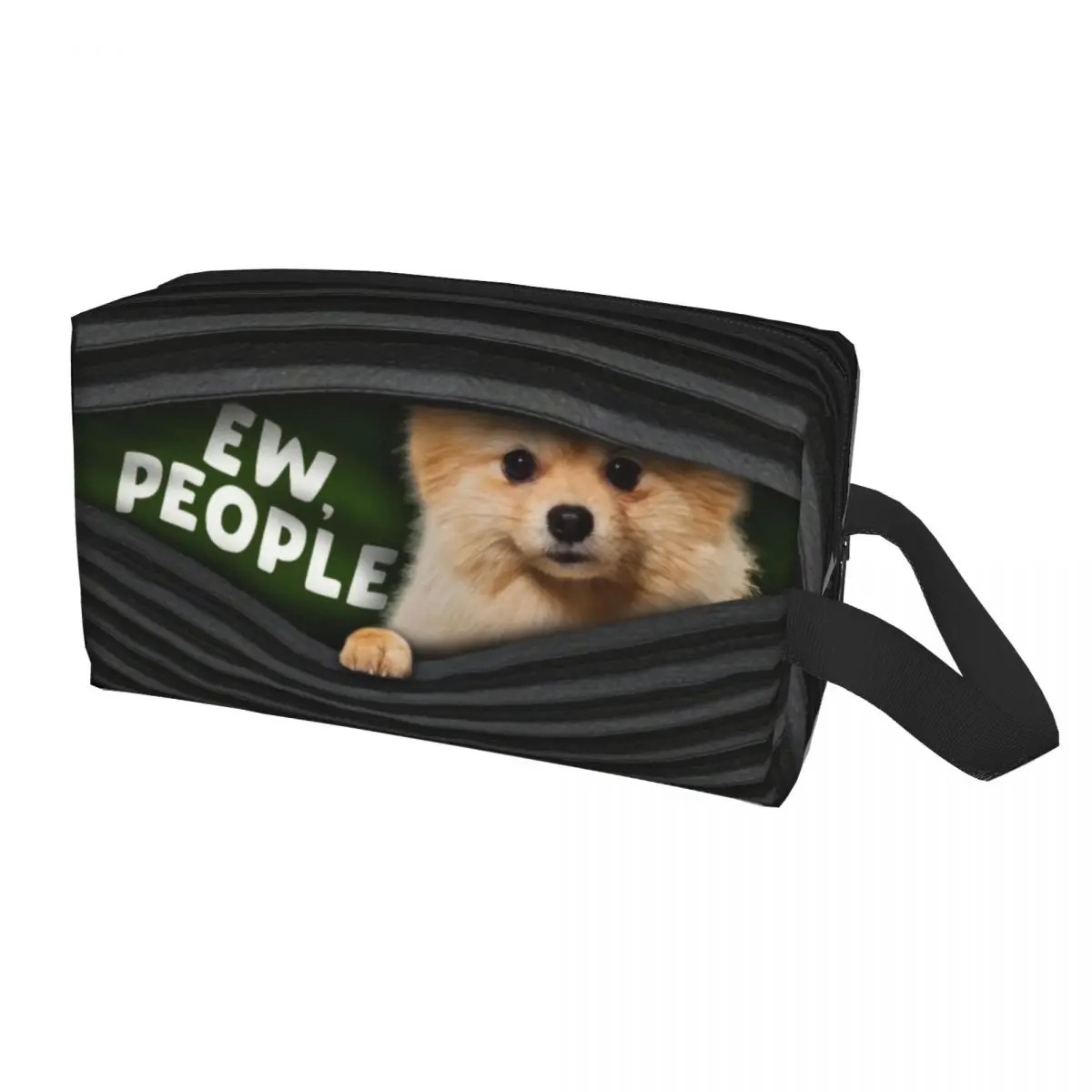 Custom Ew People Pomeranian Makeup Bag for Women Travel Cosmetic Organizer Cute Puppy Pet Pom Dog Storage Toiletry Bags