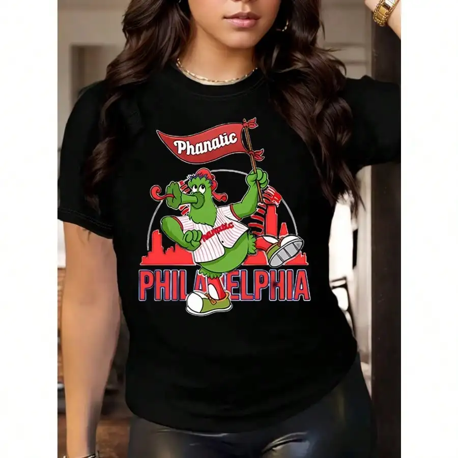

1 Piece of Fighters Philly Printed T Shirt Women's Casual Round Neck T Shirt Simple and Fashionable Comfortable and Versatile