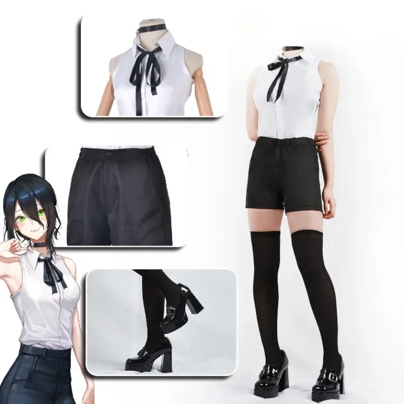 Anime Chainsaw Man Reze Costume Cosplay Set completo Camicia Cravatta Girocollo Accessori Accessori Donna Uniforme Vacanza Carnevale Festa Vestire