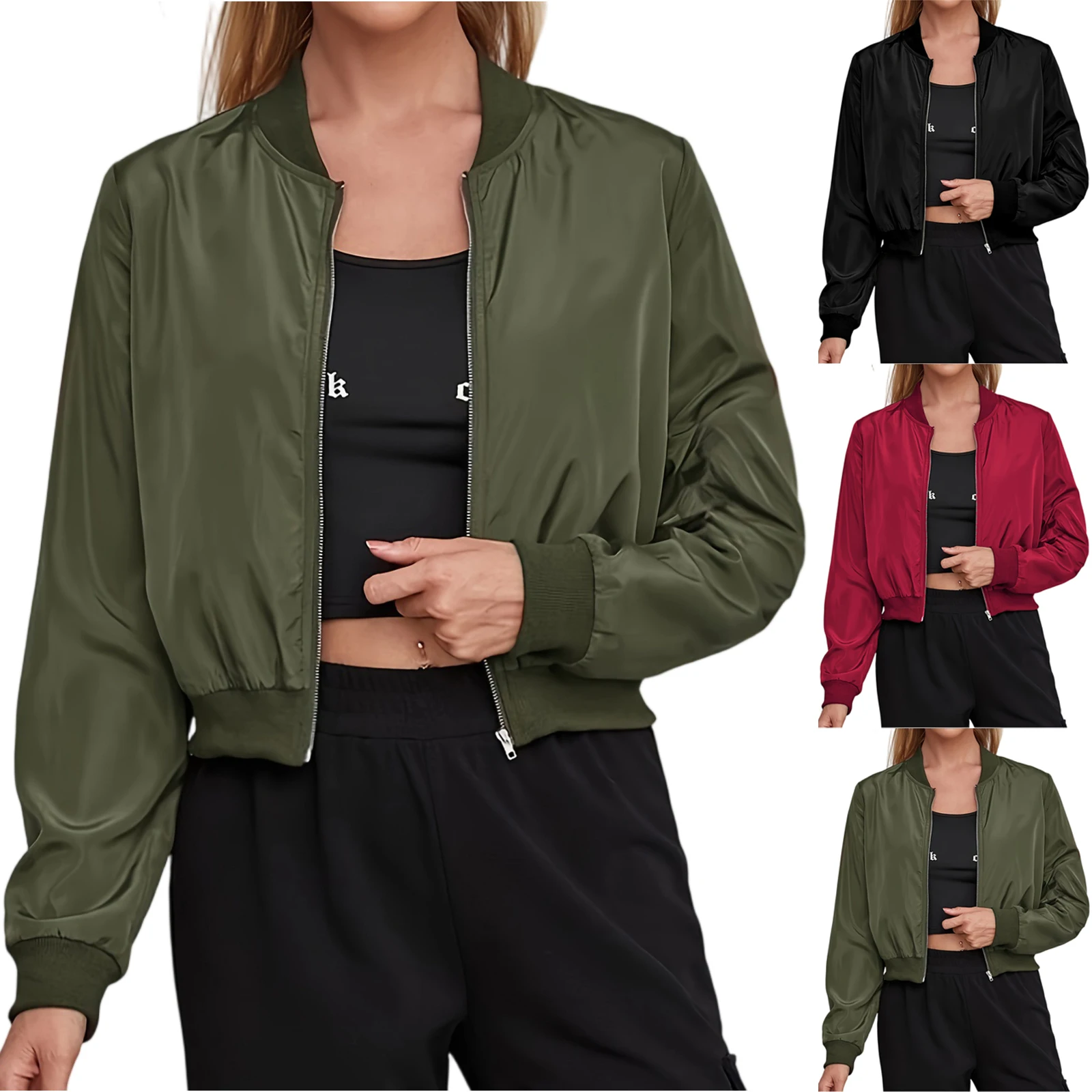 

Женская модная однотонная рубашка на молнии с длинными рукавами, повседневная и потрясающая классическая легкая куртка пилота