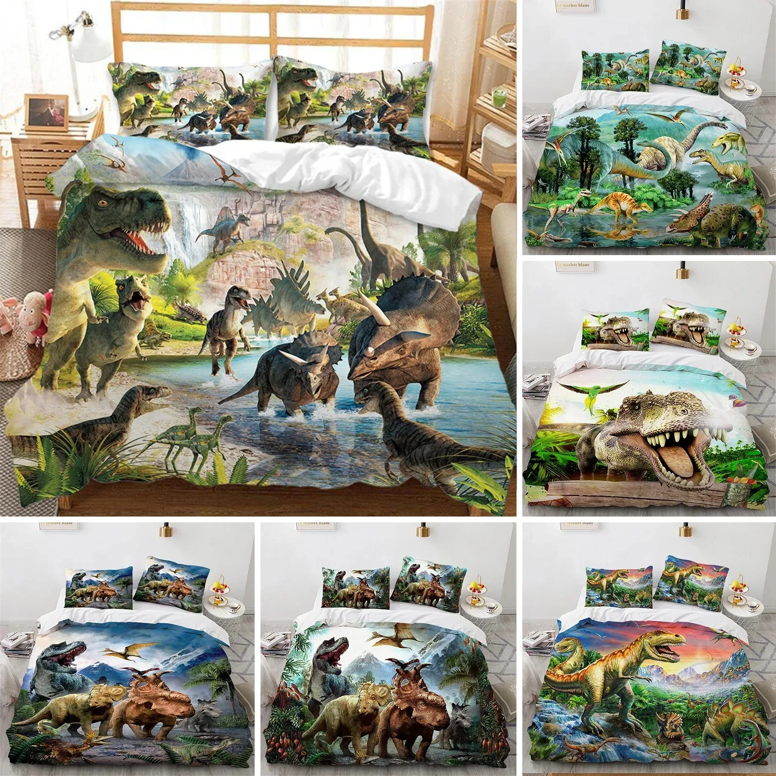 

Dinosaur Duvet Cover Twin Microfiber 3D Animal Comforter Cover Jurassic World Park Dinosaur Bedding Set For Kids Teens Boys Room