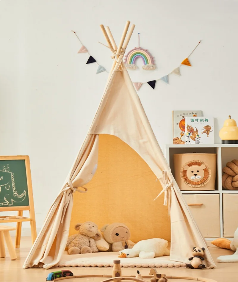 Tienda de juegos india de lona para chico, tienda tipi portátil, casa de juegos grande para niños, tiendas Wigwam, decoración de habitación Tipi para niños