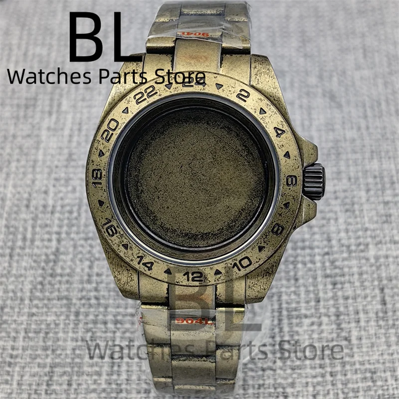 BLIGER 40mm Retro Bronze Watch Case With Bracelet Sapphire Glass Fit NH34 NH35 NH36 NH38 NH39 PT5000 ETA2824 Movement Watch Par
