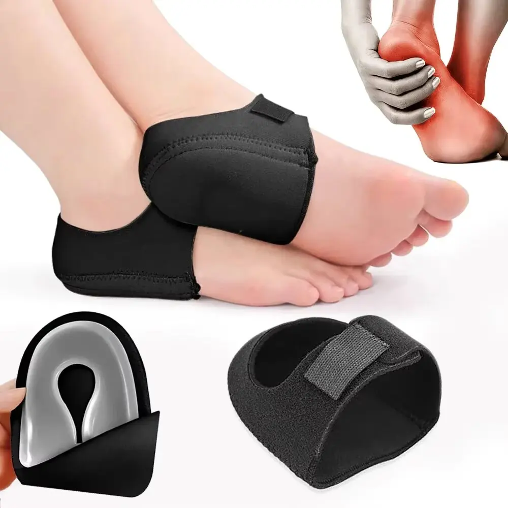 U-Shaped Silicone Gel Heel Cups Plantar Fasciitis Foot Support for Heel Spur Pain Relief Shock Absorbing Insoles for Men Women