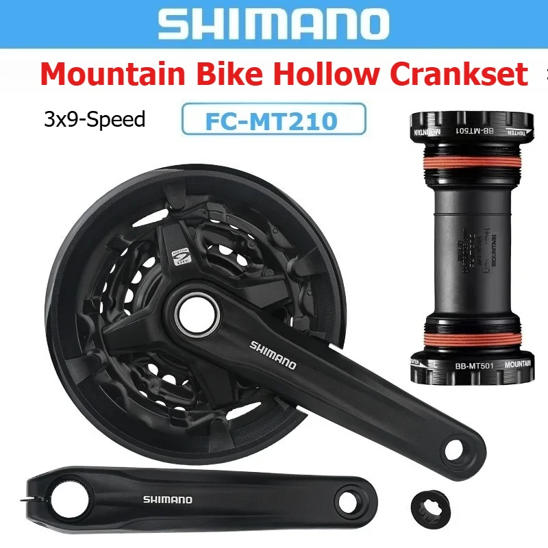 

SHIMANO FC-MT210 Велосипедный шатун 44-32-22T 40-30-22T 9-скоростной велосипедный шатун MTB Цепное колесо BB-MT501 Нижний кронштейн