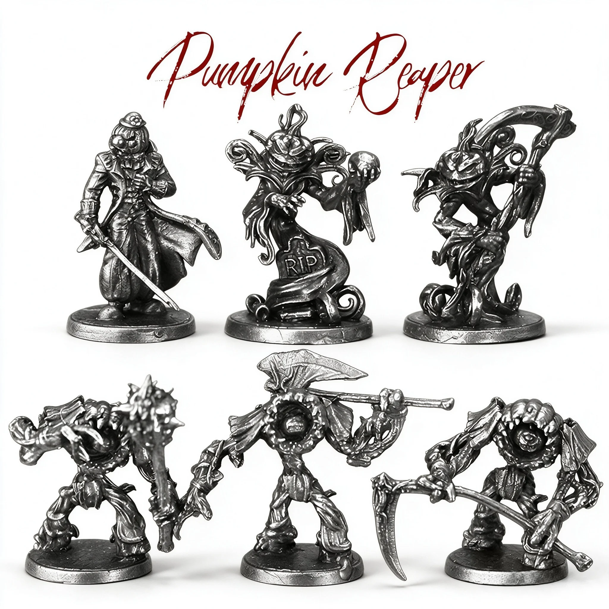Solid Cupronickel Pumpkin Fiend Figurine, Halloween DND Wargame Monster Model, Desktop Collectible Gift