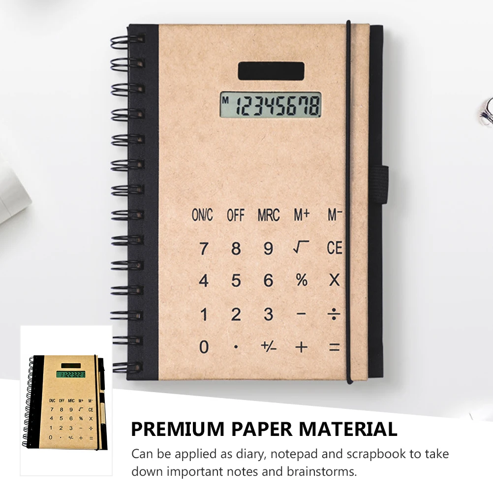 

Multifunctional Notepad Solar Calculator Hardcover Notebook Lined Pages Business Office Student Travel Diary Scrapbook