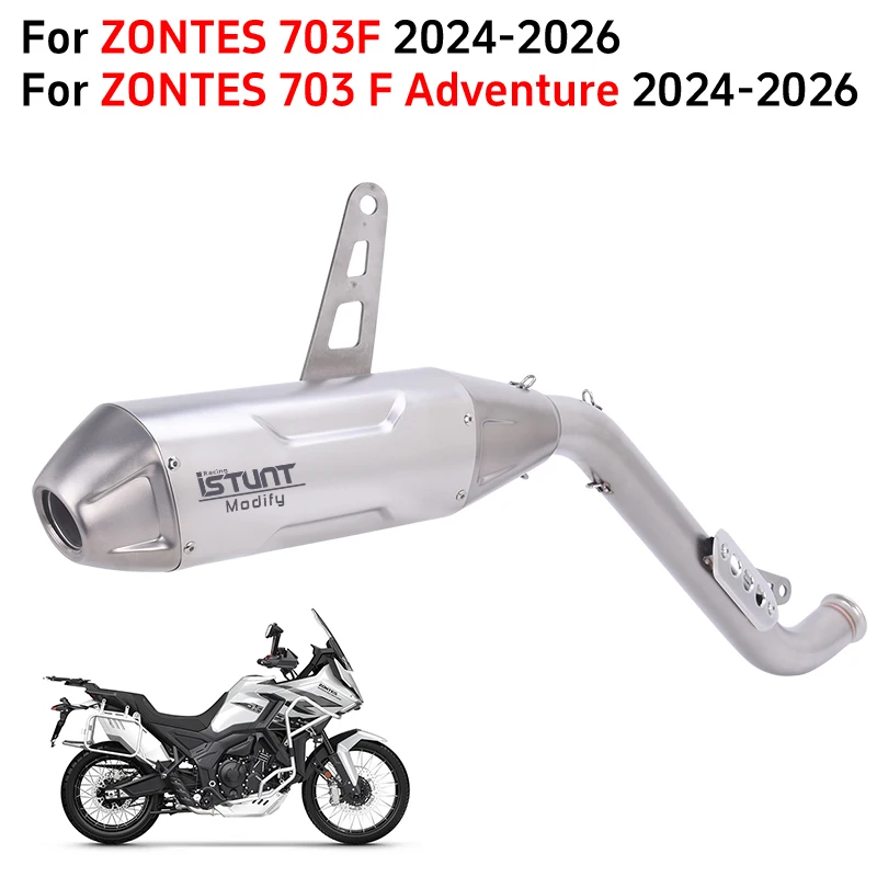 

Motorcycle Exhaust System Escape Mid Link PIpe With Muffler On DB Killer Slip On For ZONTES 703F 703 F Adventure 2024 2025 2026