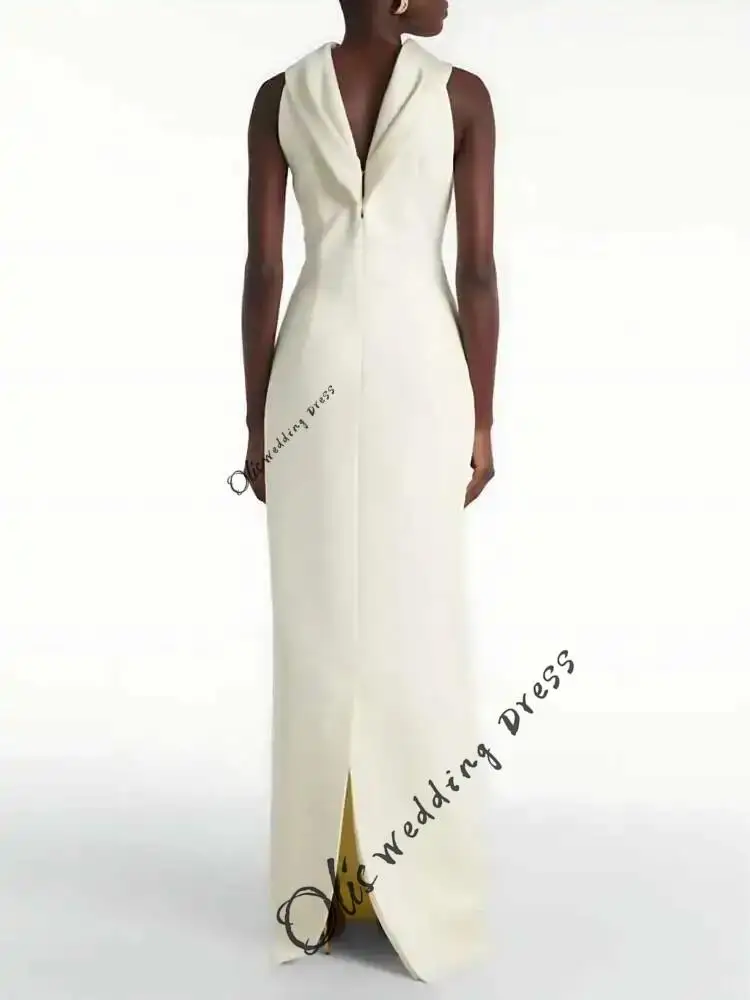 فستان حفلة موسيقية عاجي جديد مخصص 2025 مصنوع حسب الطلب بدون أكمام ورقبة قارب سويب تراين رداء حفلات رسمي كريستال حورية البحر ثوب مسائي