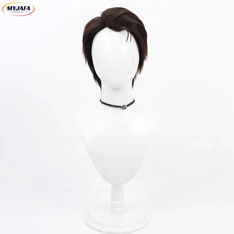 Arcane:LOL Jayce Talis peluca de Cosplay pelo sintético corto marrón resistente al calor Halloween Anime Jaycee pelucas de juego de rol + gorro de peluca