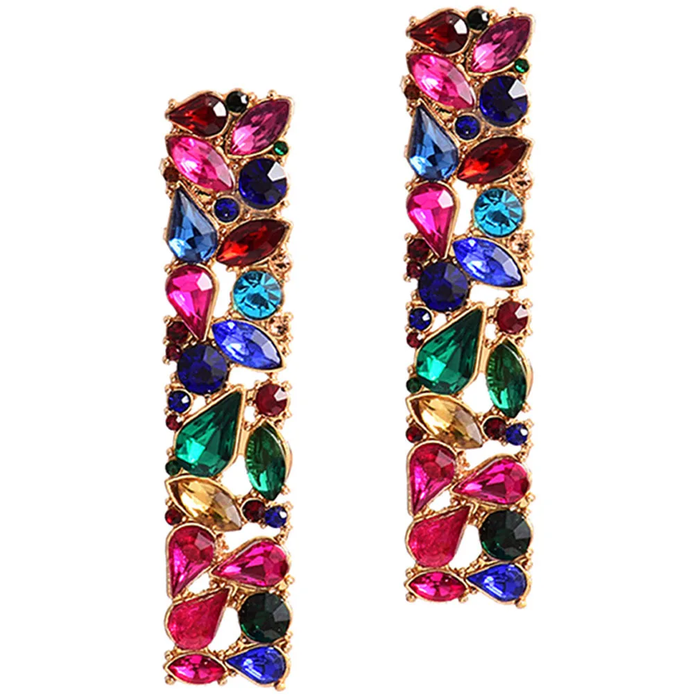 زوج واحد من أقراط الأذن الكريستالية المصنوعة من حجر الراين للنساء مجوهرات ملونة متينة هدية لعيد الميلاد وحفلات الزفاف وعيد الميلاد #6
