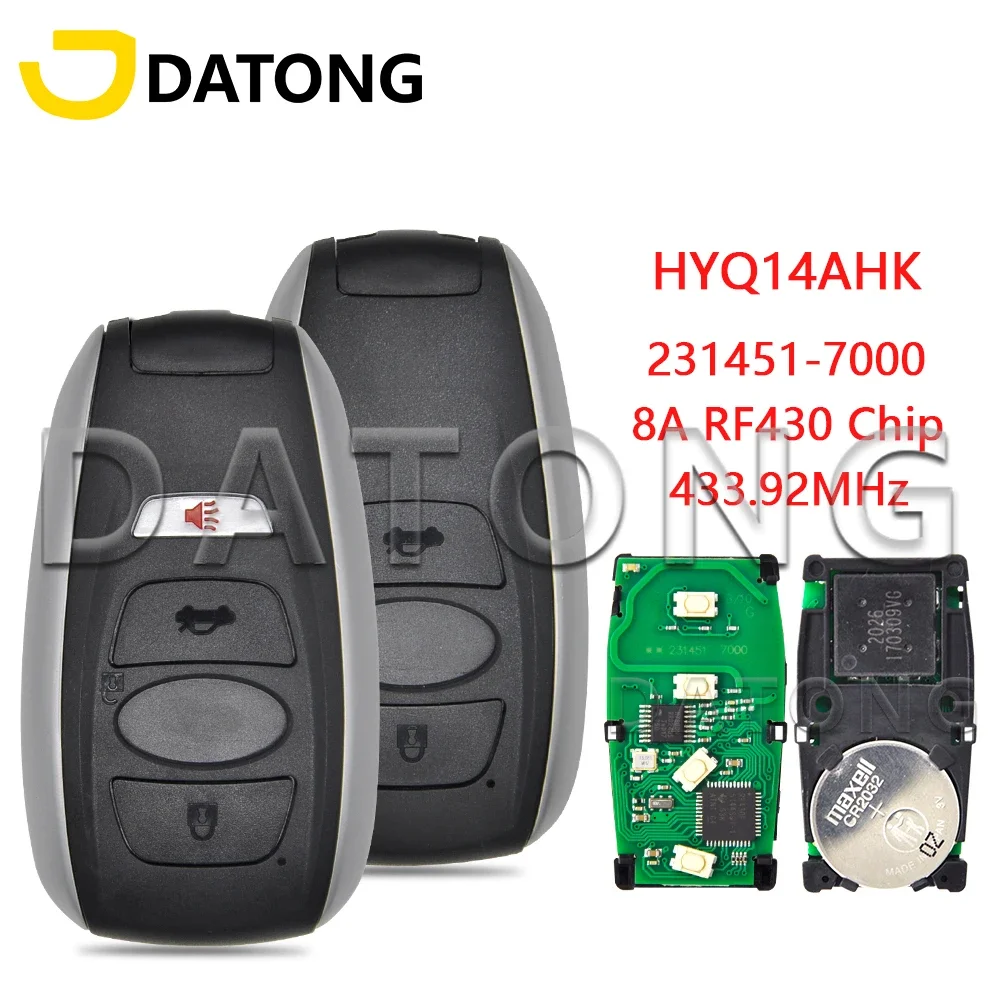 

Datong World Car Remote Control Key For Subaru Forester Impreza XV BRZ Legacy 231451-7000 8A 433.92MHz 14AHK Keyless Go Card