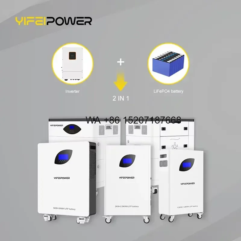 Wmwmnu All in One 5kW 10kWh Lithium Ion Battery and Inverter LiFePO4 Energy Storage System for Home Use Solar Power