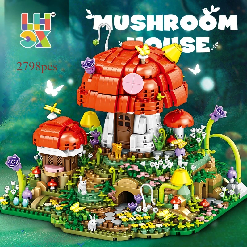 Creative Mushroom House Building Blocks MOC Model Kit Technical Assembly Educational Toy Gift for Kids Boys and Girls