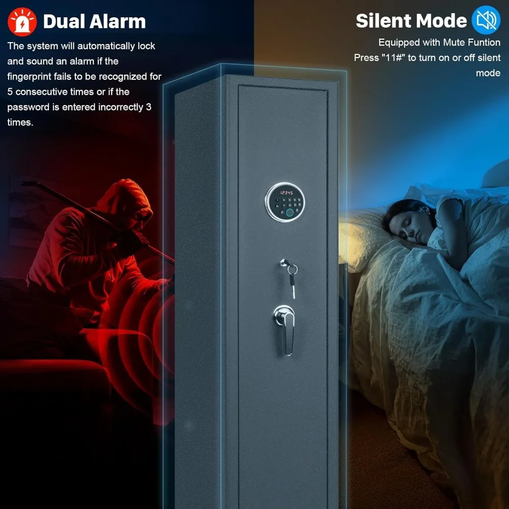 10-12 Gun Safe for Home Rifle and Pistols, Biometric Gun Safes, Long Gun Safe for Rifles and Shotguns with Digital Keypad