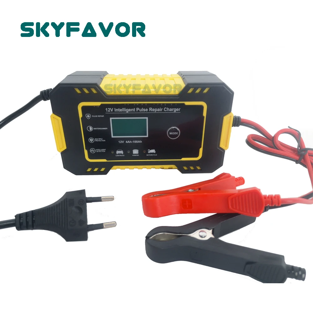 Cargador de batería automático para coche y motocicleta, 12V, 12V, 6A, VRLA, SLA, AGM, GEL, reparación de pulso, cargador de baterías de plomo y ácido automático de 12V