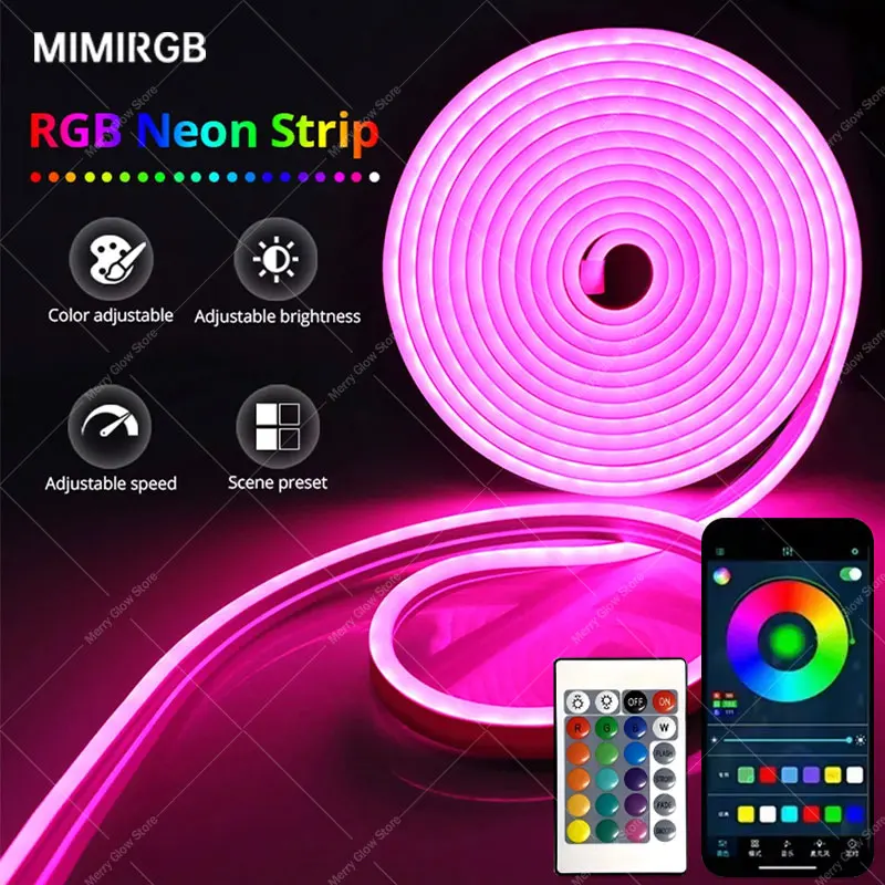 50FT RGBIC Neon LED Strip Lights Neon Rope Light with Music Sync DIY RGBIC Dreamcolor Chasing Strip Tape for Home Decor Lighting