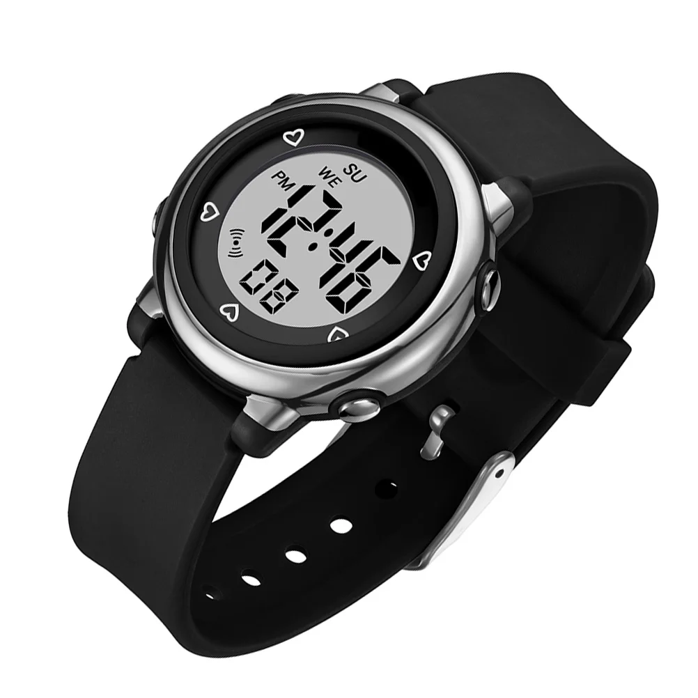1Pcs Waterproof Electronic Watch Black Student LED Luminous Multi-Function Alarm Chronograph Glow in The Dark for Women