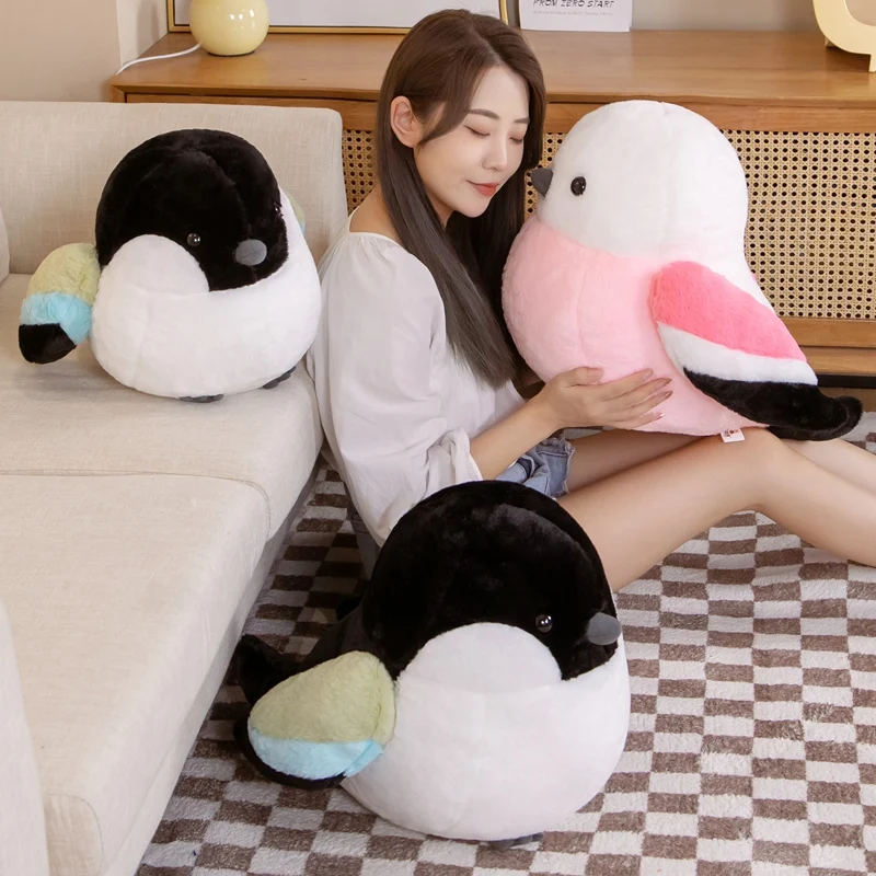 

40/50cm Simulation Fat Round Tricolor Java sparrow Plush Toys Stuffed Lifelike Animal Doll Soft Bird Pillow Gift for Kids Girl