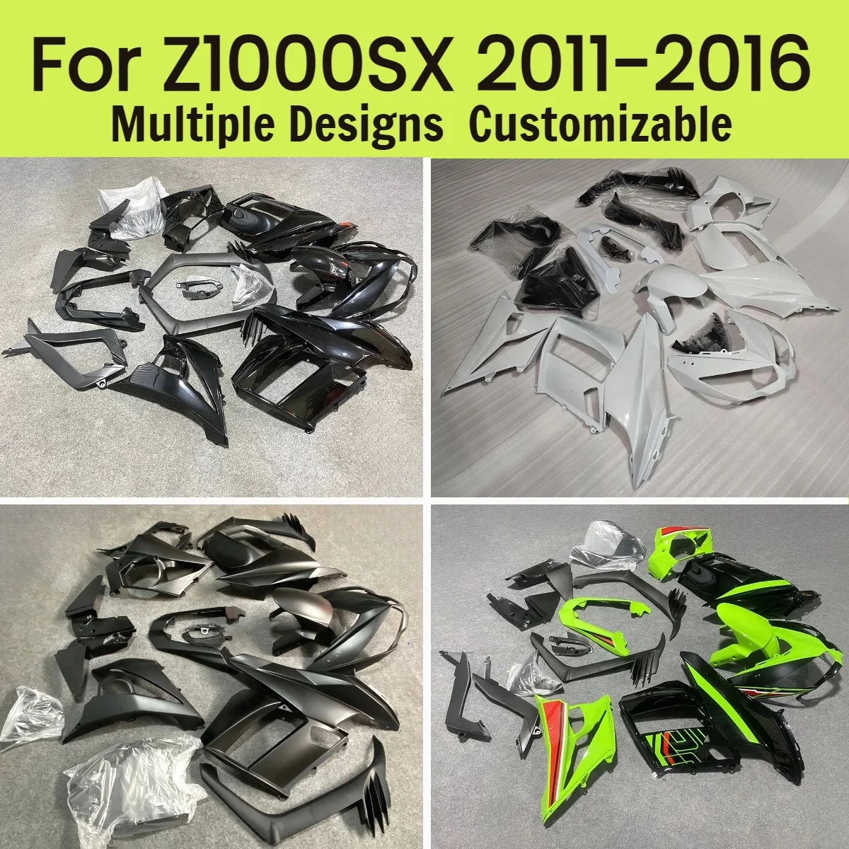 For Kawasaki Z1000SX 2011-2016 Glassy Matte Black ABS Fairing Kit Z 1000SX 11-16 Body Set Motorcycle Bodywork Fairings