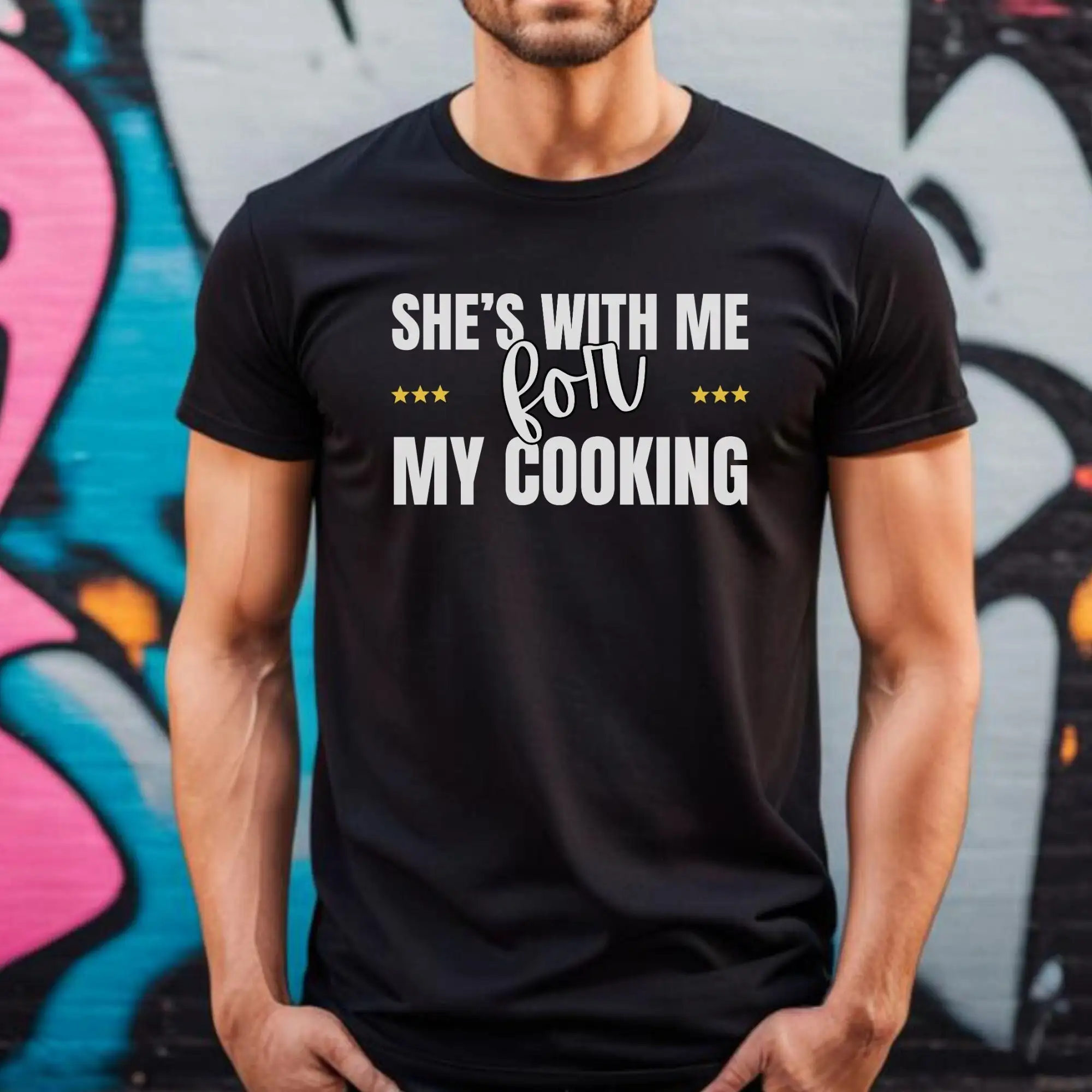 

For Husband She'S With Me My Cooking Funny T Shirt Men Fathers Day Adult Sarcastic Dad