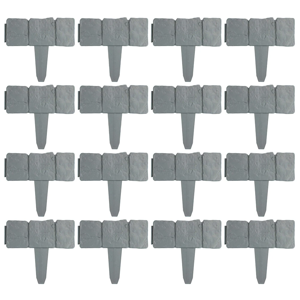 

20 Pcs Garden Stone Garden Edging Fence Edging Border Fence Shape Grey Color Reusable Weatherproof Lawn Decor Border