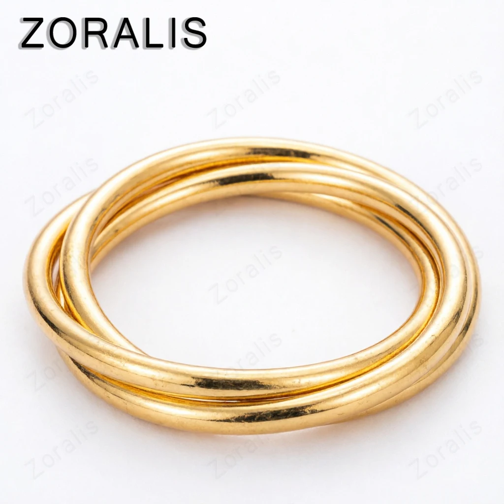 18K Gold Three Circles Bangles Bracelet Lovers Charm Jewelry Gift For Woman Party Engagement Wedding Birthday Holiday
