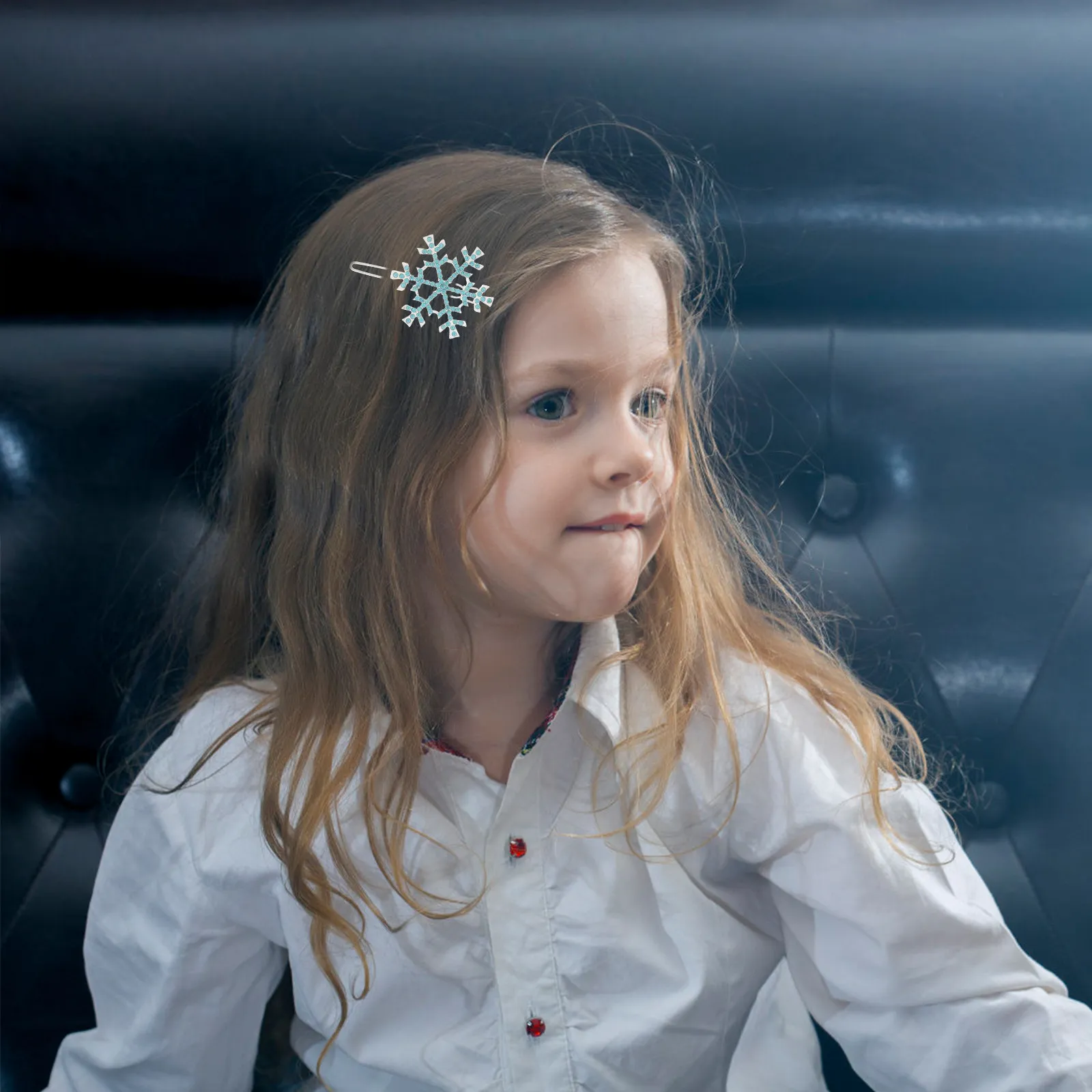 

6 Pcs Snow Flake Hair Barrettes Clips Snowflake Rhinestone for Girl Hairpins Princess Sparkly Accessories