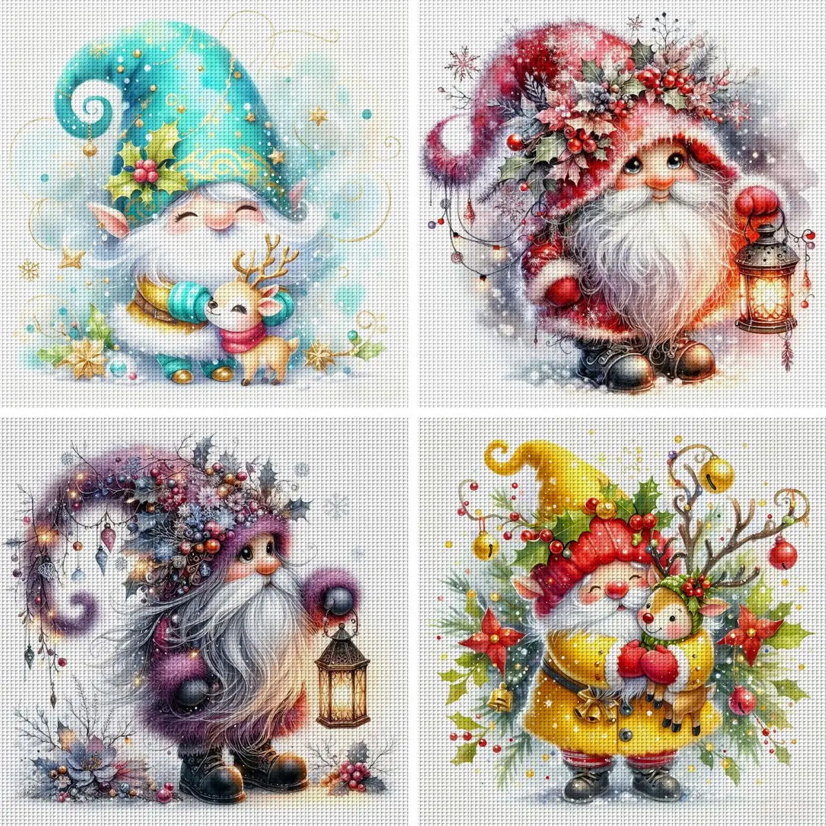 Weihnachtswichtel Kreuzstich-Set zum Selbermachen, 11CT-Stickerei, Heimwanddekoration, Geschenk, handgefertigtes Material, rahmenlos, halbfertig, 46 x 46 cm