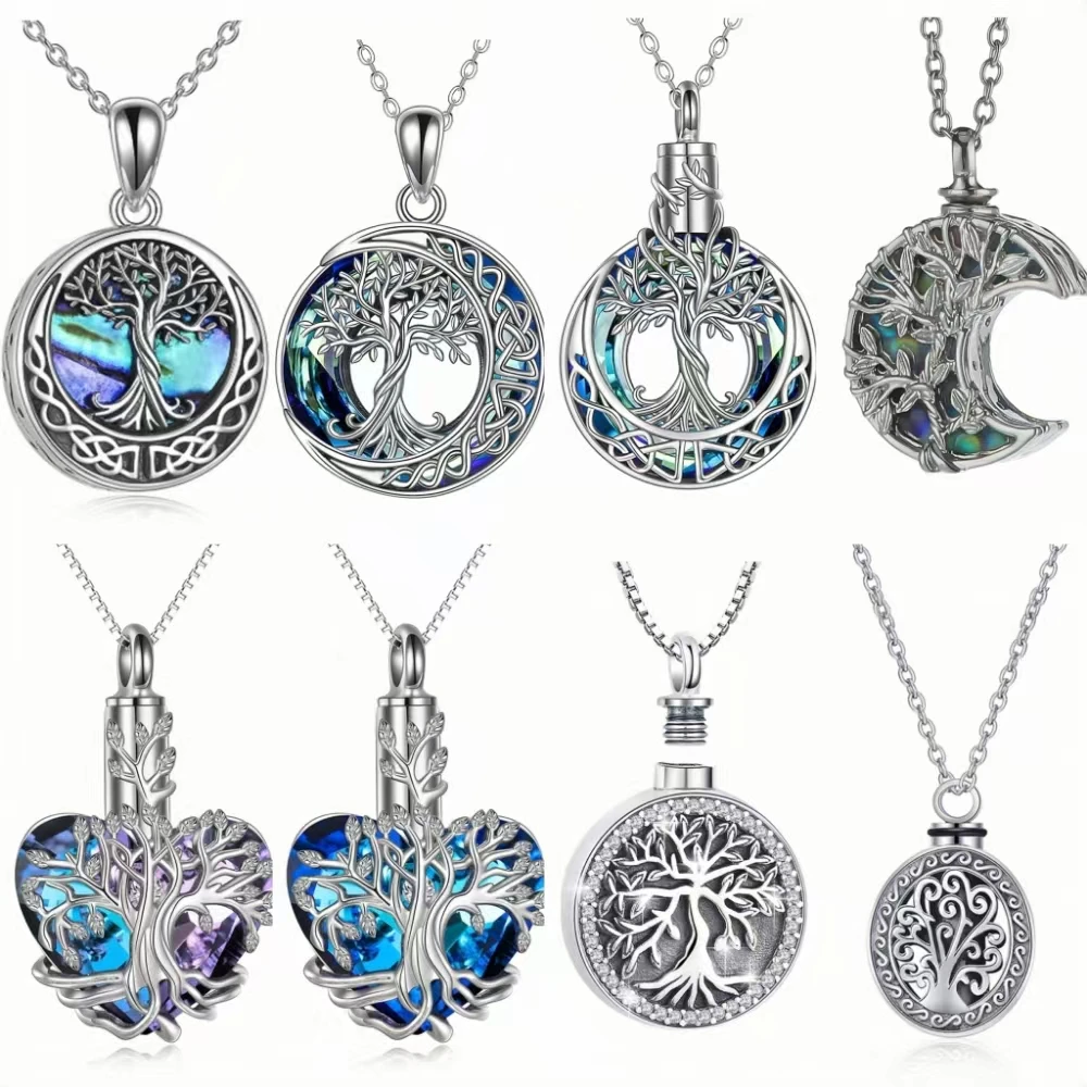 7 Styles Urn Necklaces For Ashes Abalone Shell Cremation Jewelry For Ashes Tree Of Life Cremation Keepsake