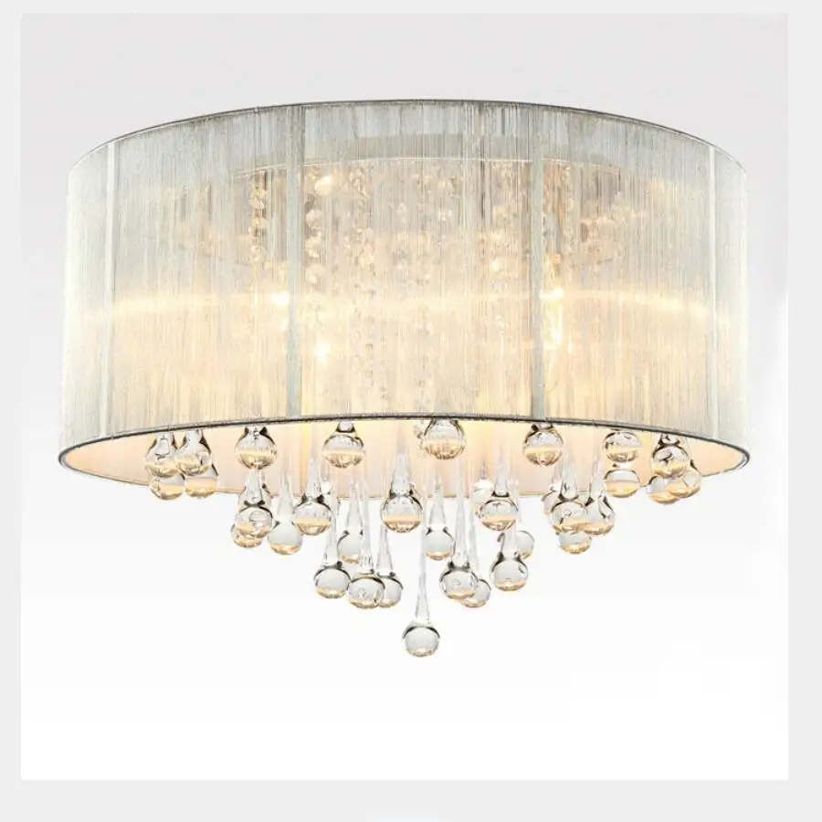 

Black/Silvery Chandeliers Bedroom LED Lamp Fabric Pendant Lustre Light E14 AC 90--260V D45cm