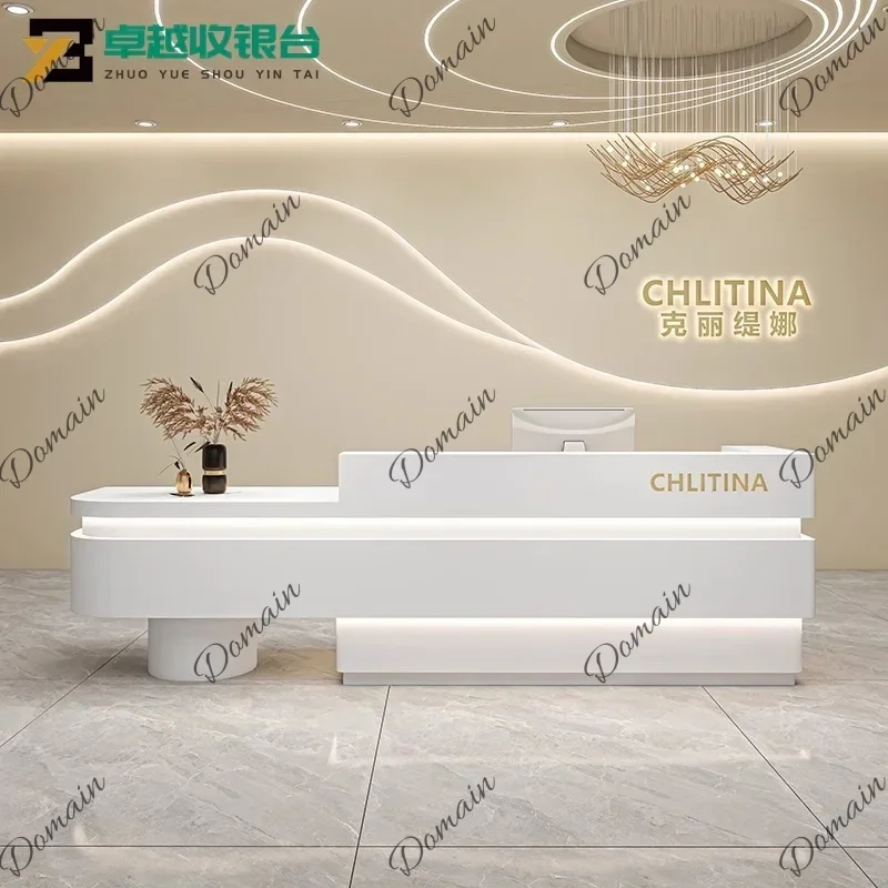XX Hair Salon Front Desk Clothing Store Baking Paint Computer Desk Bureaux De Travail Reception Counter Customer Center Furnitur