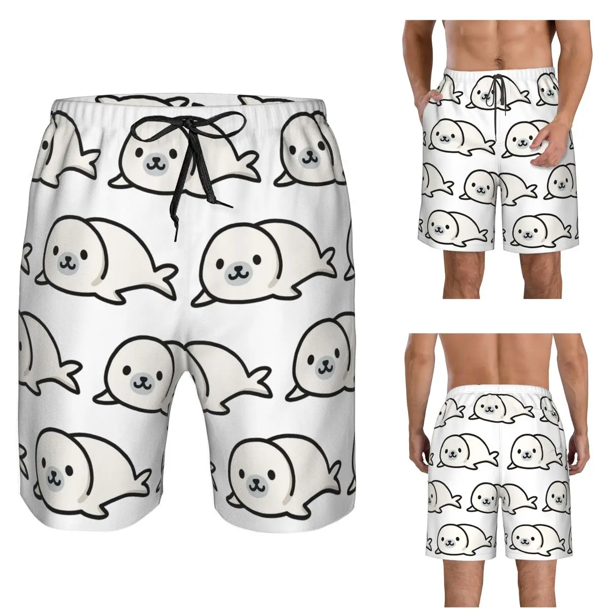 Seal Trunks Beach Board Shorts Casual Quick Dry Swimming Summer Men Pants