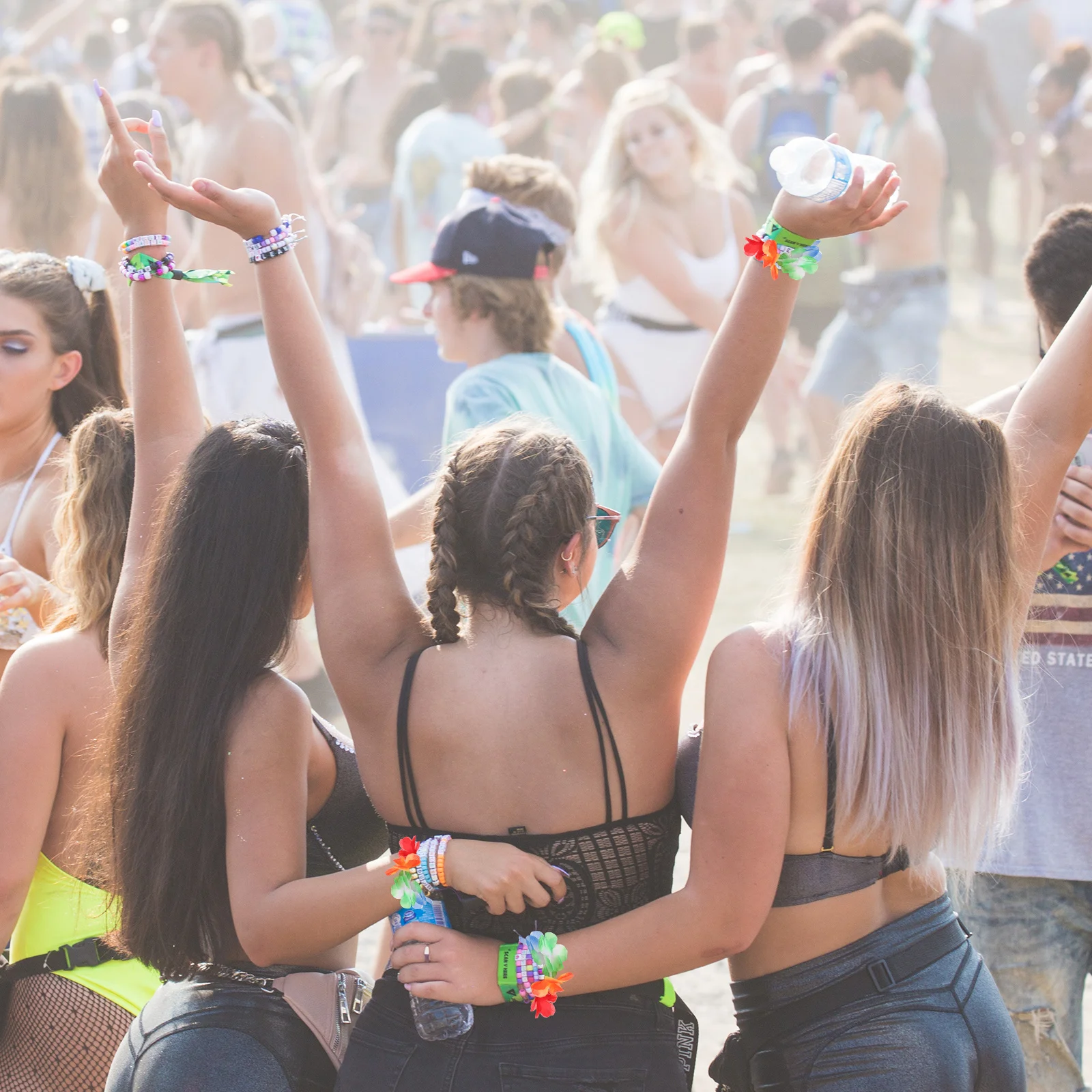 

10Pairs Hawaiian Wreath Hand Ring Colorful Wristbands Party Supplies Luau Party Favors Hawaiian Flowers Wristband