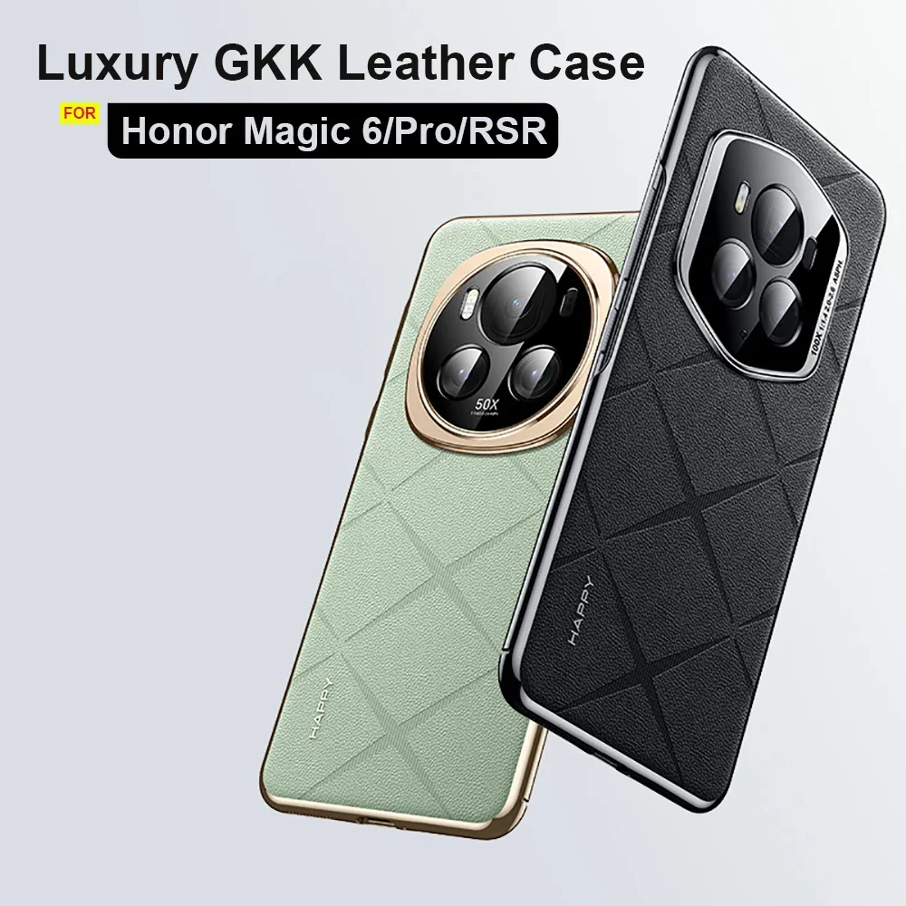 Luxury Leather Phone Cover for Honor Magic 6 Pro plating Camera Lens Ptotection Hard Back Case for Honor Magic 6Pro 6 RSR