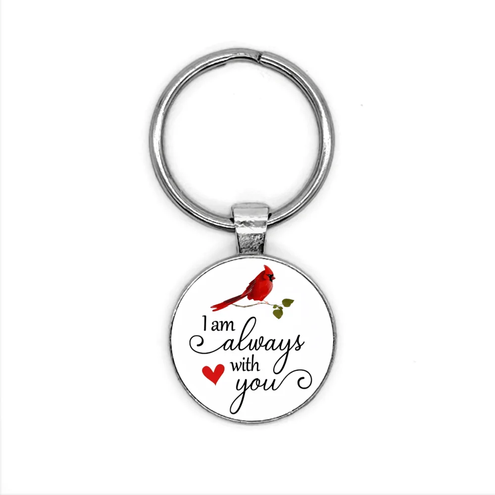 1pc Northern Cardinal Bird Keychains I Am Always With You Keychain Gifts For Mom Dad Lover